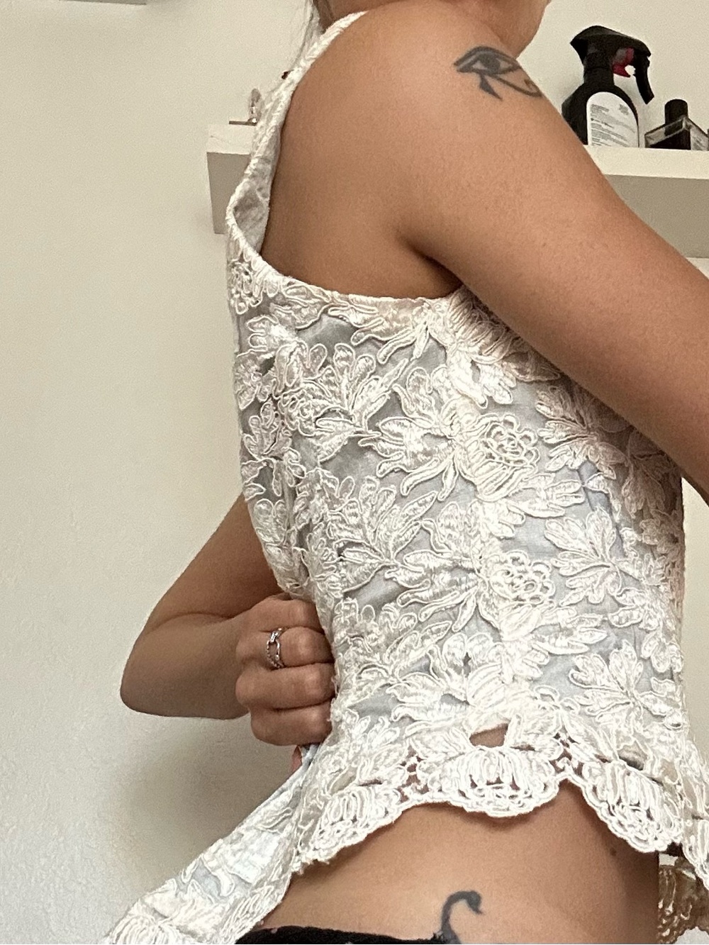 Ivory Lace Floral 90s corset